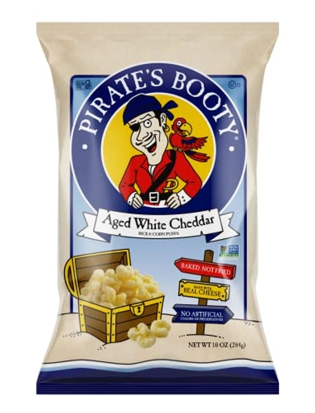 Pirate's Booty Cheese Puffs, Healthy Kids Snacks, Halloween Snacks for Kids, Real Aged White Cheddar, 10oz Party Sized Bag