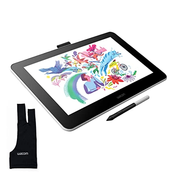 Wacom One Drawing Tablet with Screen, 13.3 inch Pen Display & Drawing Glove, Two-Finger Artist Glove for Drawing Tablet Pen Display, 90% Recycled Material, eco-Friendly, one-Size (1 Pack) - Display + Drawing Glove