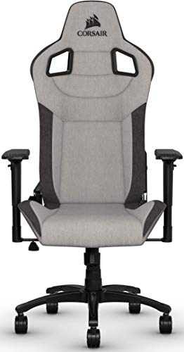 Corsair T3 Rush - Polyester Fabric Gaming Chair (Breathable Soft Fabric Exterior, Padded Neck Cushion, Memory Foam Lumbar Support, 4D Armrests, 180 Degree Recliner, Easy Assembly) Grey/Black - Grey and Charcoal
