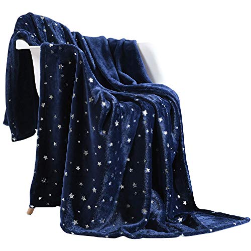 NANPIPER Throw Blanket, Ultra Soft Thick Microplush Bed Blanket, All Season Premium Fluffy Microfiber Fleece Throw for Sofa Couch Throw (50"x65", Navy Blue) - Throw - Navy Blue
