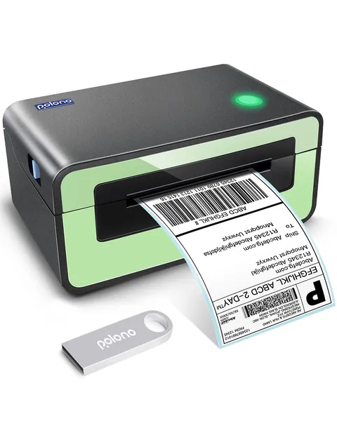 POLONO Label Printer - 150mm/s 4x6 Thermal Label Printer, Commercial Direct Thermal Label Maker, Compatible with Amazon, Ebay, Etsy, Shopify and FedEx, One Click Setup on Windows and Mac (Green) -