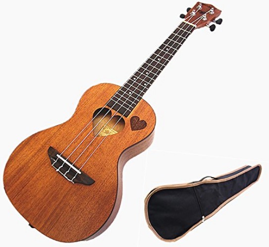 Woodnote/Sweet Double Heart with Nice sound 24" Mahogany Concert Ukulele + Carrying bag