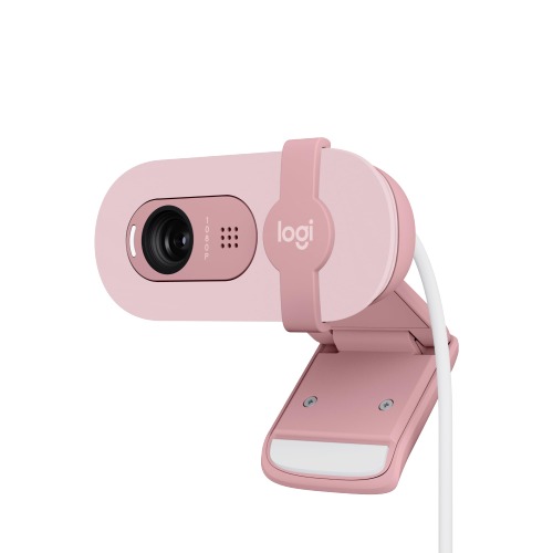 Logitech Brio 100 Full HD Webcam voor vergaderingen en streamen, automatische lichtbalans, ingebouwde microfoon, lenskapje, USB-A, voor Microsoft Teams, Google Meet, Zoom en meer - Roze - Roze