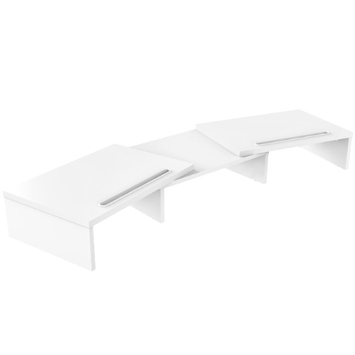 FITUEYES Houten Monitorstandaard PC Laptop Computerscherm Verhoger,Draaibare Lengte Verstelbaar Monitor Printer Verhoger - met Telefoon Houder,79-111,3x28x10,6cm,Max. Belasting:25kg Wit DT111105WW