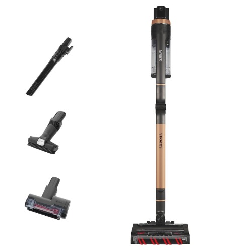 Shark Stratos Snoerloze Steelstofzuiger, PowerFins Plus, 60 Min. Gebruiksduur, Anti Hair Wrap & CleanSense IQ Stofzuiger met Auto-Set, Huisdier-, Spleet- en Multi-Oppervlakmondstuk, IZ400EUTBK - 60 Minuten Laufzeit - Zwart/Koper