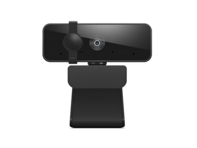 Lenovo Essential Full HD 1080P Webcam, Dual Microphone, No Driver 1.8m USB 2.0, Wide-Angle, Tilt-Control, 360-Degree Rotation, Black