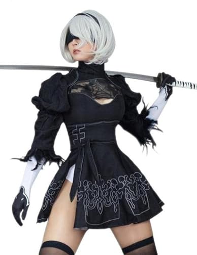 ITOPKRIS 2B Cosplay NieR Automata YoRHa No.2 Type B Game Outfit Anime Halloween Women Costume Sexy Black Dress - XX-Large (Asian Size)