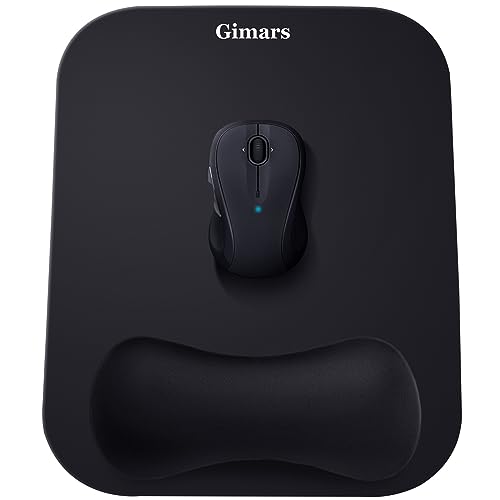 Gimars Large Smooth Superfine Fibre Memory Foam Ergonomic Mouse Pad Wrist Rest Support - Mousepad with Nonslip Base for Laptop, Computer, Gaming & Office - Black