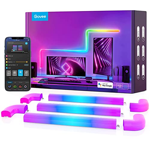 Govee Glide RGBIC Smart Wall Light, Music Sync LED Gaming Lights with 40+ Dynamic Scenes, Work with Alexa and Google Assistant, 8 Pcs and 4 Corners - 8Pcs+4Corners