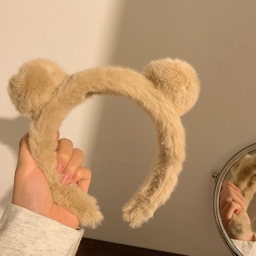 Winter Cozy Stuffed Bear Ears Headband - Brown
