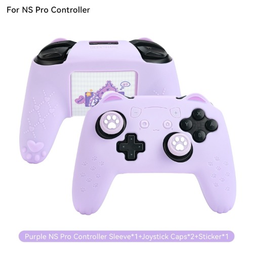 Pink Neko PS5 & Switch Controller Covers - Switch Pro Purple