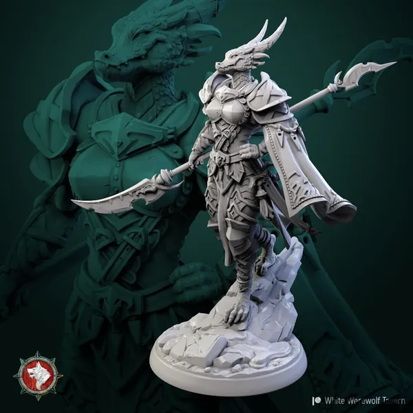 Armored Arsha the Kobold, 75mm/32mm/28mm, Dungeons and Dragons, D&D, DnD, Wargaming, Scatter, Pathfinder