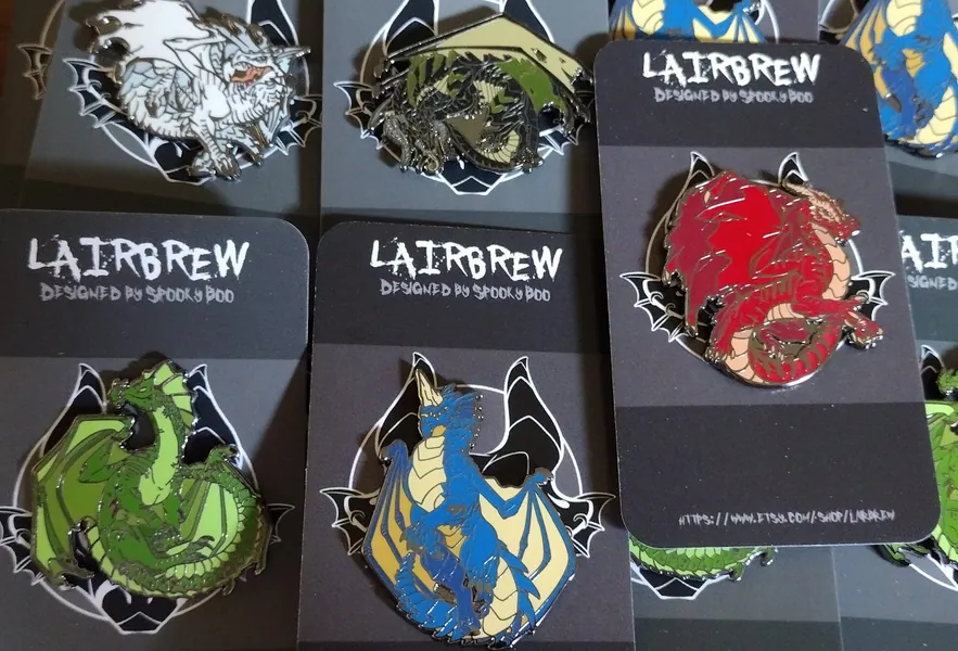 Chromatic Dragon Pin SET - Dungeons & Dragons 5e Inspired Hard Enamel Pin - UPDATED DESIGN Detailed 1.5 inch - Red Blue Green Black White
