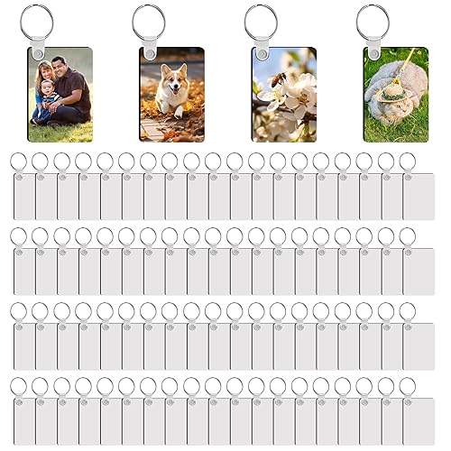 LAIHIULAAN 240Pcs Sublimation Keychain Blanks Double Sides 80 MDF Sublimation Keychains Blank with 160 Rings and Clips - Blanks