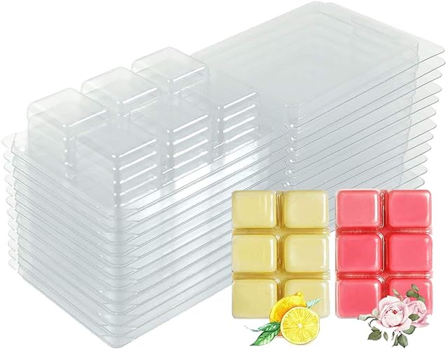 YYCH Wax Melt Molds - 100 Packs Clear Empty Plastic Wax Melt Clamshells for Wickless Wax Melt Candles