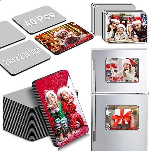 40 PCS Sublimation Magnets Blank, 5.5x7.5 CM Personalized Fridge Refrigerator Magnets Blanks Sublimation Magnetic Sticker Blanks Products for DIY Kitchen Microwave Office Wall Door Decorative - 5.5x7.5 CM