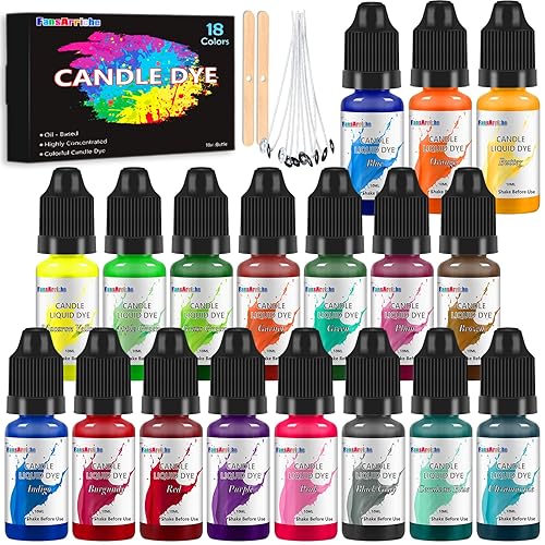 Candle dye - 18 Colors Liquid Oil-Based dye for Candle Wax, Vivid Candle Color for DIY Candle Making, Highly Concentrate Natural Candle Color - 18 Colors