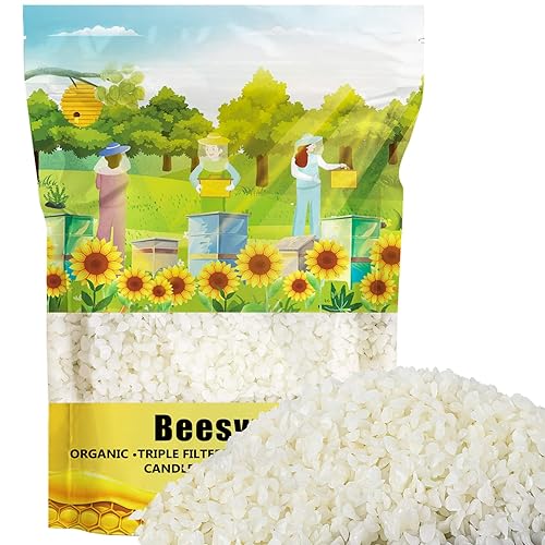 430g White Organic Natural Beeswax Pellets - CARGEN Beeswax Pastilles Pure Bulk Bees Wax Pellets for DIY Beewax Making Candles Skin Care Lip Balm Soap Lotion - White