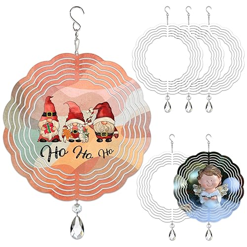 WindMage 6 Pack 8inch Sublimation Wind Spinner Blanks 3D Aluminum Metal Wind Sculpture Kinetic Spinners for Yard and Garden Indoor Art Ornaments Hanging Decoration (Classics) - 6pack 8 inch