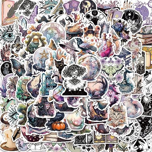 100pcs Witchy Gothic Apothecary Tarot Witch Astrology Boho Stickers Magic,Cartoon Aesthetic Decorative Vinyl Stickers Waterproof PVC Graffiti Decals for Bottle Travel Case Phone Guitar Laptop