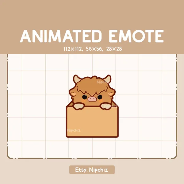 Highland Cow emerge from box emote