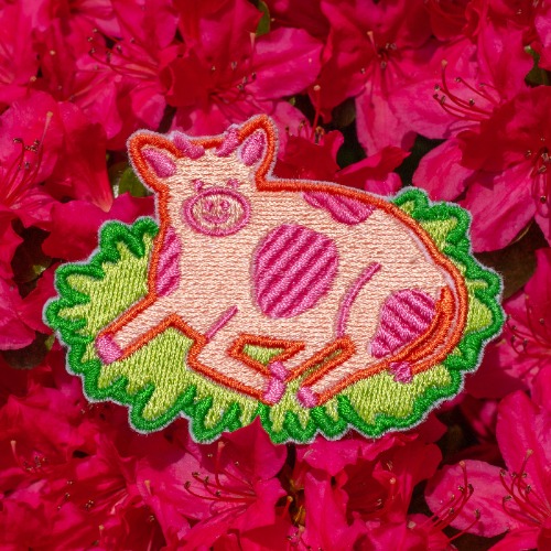 Strawberry Cow Embroidered Patch! - Iron on