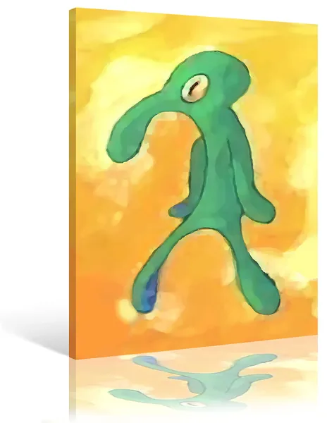 Classic Bold and Brash Painting Squidward Poster, Canvas Wall Art Print Home Bathroom Decor Framed Bedroom Office Living Room Small 8x12 Inches