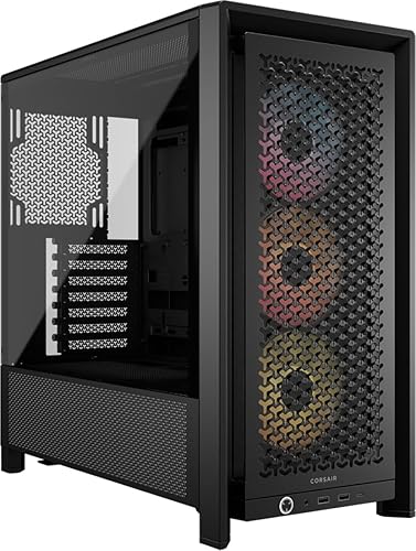 CORSAIR Frame 4000D RS ARGB Modular Mid-Tower ATX PC Case – High Airflow, 3X Pre-Installed RS ARGB Fans, InfiniRail™ Fan Mounting System, ASUS BTF, MSI Project Zero, Gigabyte Project Stealth – Black - FRAME 4000D RS ARGB - Black