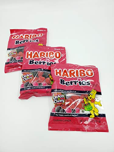 Haribo Berries 3 Pack - Chewy and Crunch - 4oz bags