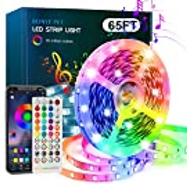 Bonve Pet 65.6ft Led Strip Lights,Smart Led Light Strips Music Sync Color Changing LED Lights App Control,Led Lights for Bedroom Christmas Party Home Decoration
