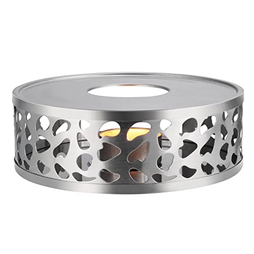 Simtive Teapot Warmer, Brushed Stainless Steel Tea Warmer with Tealight Holder, Silver - 5.9 in-Silver