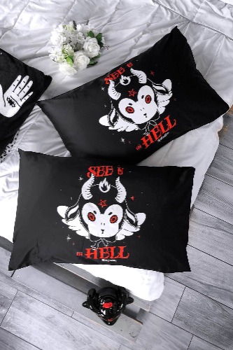 See U In Hell Pillowcases | One Size / Black / 100% Polyester made in CN