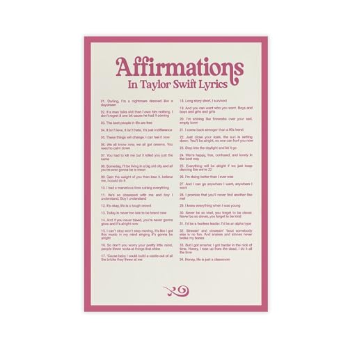 FitTg AFFIRMATIONS In Taylor Poster Swift Lyrics Poster 1 Canvas Poster Bedroom Decor Sports Landscape Office Room Decor Gift Unframe-style Unframe-style12x18inch(30x45cm) - Unframe-style12x18inch(30x45cm) - AFFIRMATIONS In Taylor Poster Swift Lyrics Poster 1