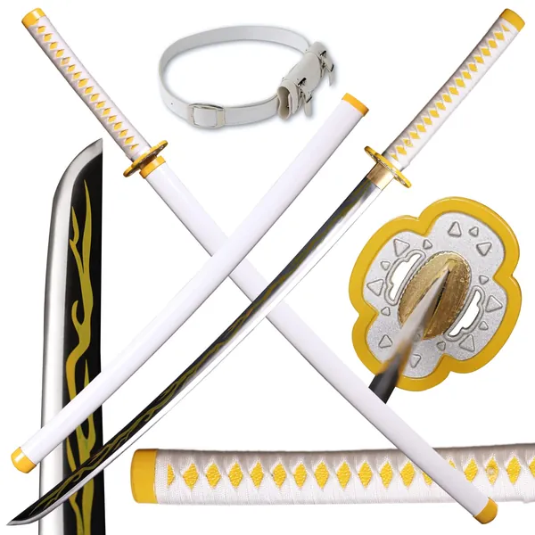 Sharp Handmade Katana Demon Slayer Sword Real Metal,41 inches 1060 high Carbon Steel,Battle Ready Samurai Swords Full Tang - Zenitsu Sword