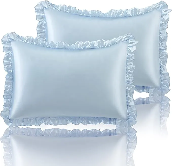 Ruffled Satin Pillowcases 💙