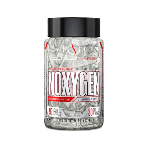 Purus Labs NOXygen Liquid Capsules Pre-Workout Accelerator | Nitric Oxide Pump Pills | Blood Flow & Oxygen Amplifier | 30 Servings, 90 Capsules