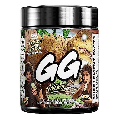 GAMER SUPPS, GG Energy (100 Servings) - Keto Friendly Gaming Energy and Nootropic, Sugar Free Caffeine + Vitamins + Immune Support, Powder Energy Drink and Soda Alternative (Guacamole Gamer Fart 9000) - Guacamole Gamer Fart 9000