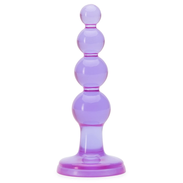 Lovehoney Beaded Butt Plug - 4 Inch Beginner Friendly Anal Plug - Flared Suction Cup Base with Graduated Beads - Waterproof - Purple