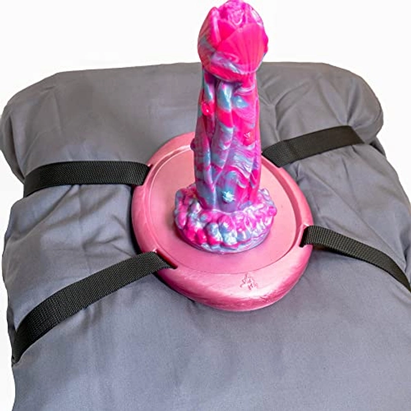 Mastr Mount (Creamy Pink) - Pillow & Towel Strap Platform Base for a Suction Cup Dildo - Handmade in The USA - Adult Toys, Sex Toys Stand (Dildo and Pillow not Included)