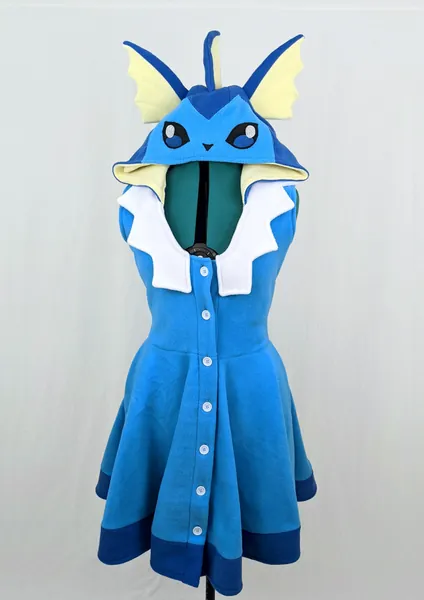 Vaporeon Inspired Kigurumi Dress | 3X-large (48-42-52) / Long Bell Sleeve (+$20)