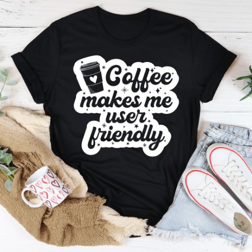 Coffee Makes Me User Friendly Tee - Black Heather / 3XL