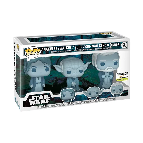 Funko Pop! Star Wars: Across The Galaxy - Force Ghost 3 Pack, Anakin, Yoda, OBI-Wan, Amazon Exclusive - Force Ghost