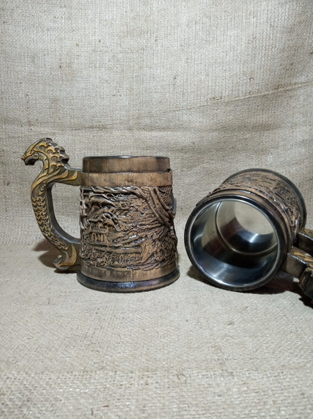 Alduin&#39;s Wall Wooden beer mug, Gift for him, Skyrim mug, 22oz, personalized gift, Gamer gift, funs beer stain, wooden tankard, men gift