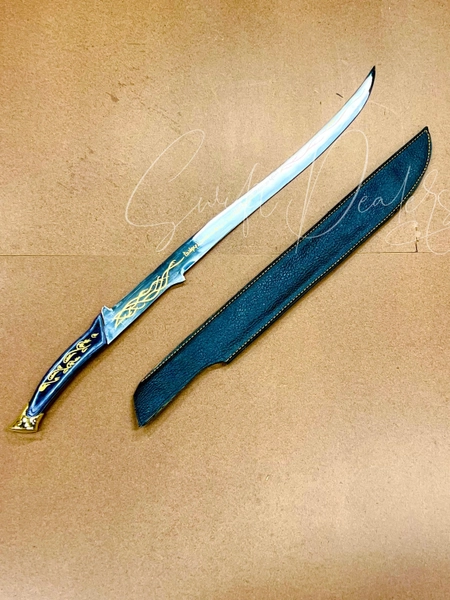 Handmade Princess Elven Hadhafang Arwen Sword (Black and Gold) Replica Sword  Medieval sword Cosplay sword
