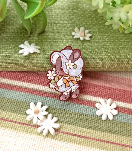Wee Holly Bunny Mini Wood Pin or Magnet | pin