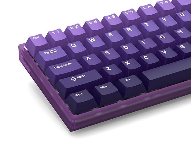 PBT keycaps, Cherry Profile keycaps 75 Percent, Double Shot keycaps,Not Shine Through,Gradient Purple Full Set for 60% 65% 75% 100% MX Mechanical Keyboard(132 Keys，only keycaps) - Gradient Purple