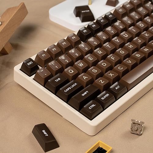 Doubleshot SA Profile Keycaps 160 Keys Custom Chocolate Keycaps Set Fit for 60% 65% 75% 95% Cherry Mx Switches Mechanical Keyboard - Chocolate Brown