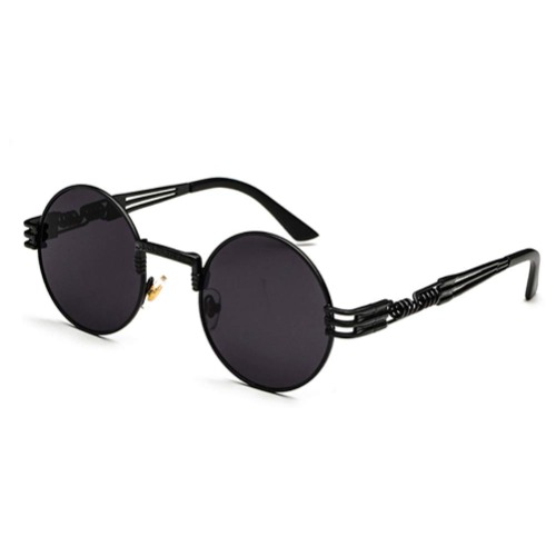 Vintage Round Sunglasses Men Black Retro Punk Sun Glasses Women Summer 2018 - black