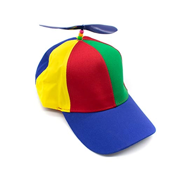 AUEAR, Detachable Adult Propeller Hat Baseball Cap Rainbow Top Hat Brightly Rainbow Color - One Size - Blue