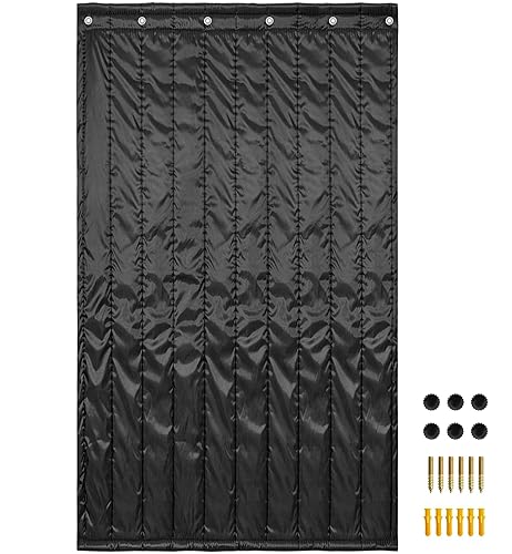 TORIBIO Large Sound Absorbing Curtain, 95.3”×53.5” Sound Dampening Blanket to Reduce Noise and Blackout, Sound Absorption Sheet Woven Cotton/Polyester Soundproofing Acoustic Treatment 2 Layers, Black - 54.3W x 95.3L inch (1 Panels)
